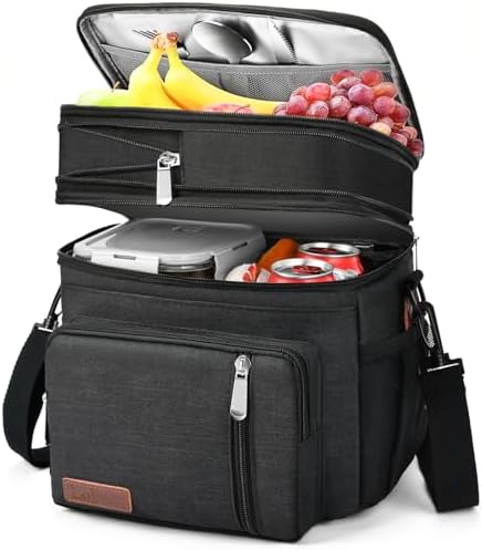 Lunch Box & Lunch Bag for Men & Women, Expandable Double-deck