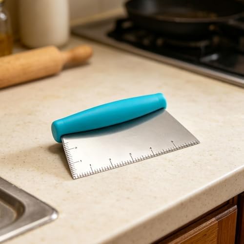 2PCS Dough Scraper, Stainless Steel Bench Scraper, Dough Cutter with