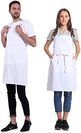BIGHAS Adjustable Bib Apron with Long Ties for Women Men 18 Colors