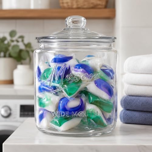 1 Gallon Mason Glass Jar with Lid – Wide Mouth Glass Storage Jar with
