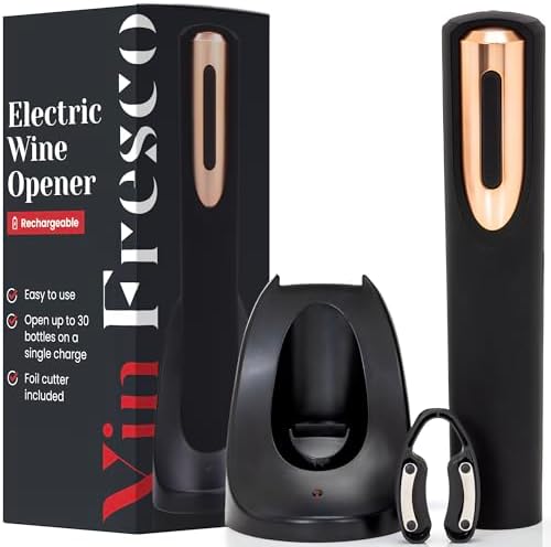 Rechargeable Electric Wine Bottle Opener - Charging Base and Foil