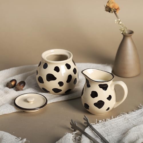 CHOOLD Retro Cow Pattern Creamer and Sugar Bowl Set, Cream Pitcher