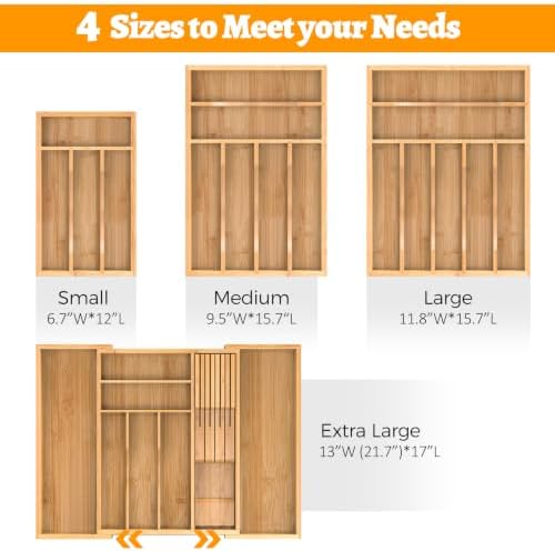 Small Silverware Drawer Organizer, 4 Slots Kitchen Drawer Tray