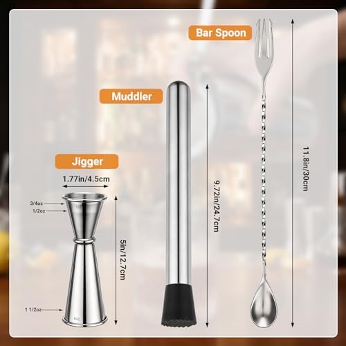 3 Pack Bar Tools, Includes 9.72" Muddler for Cocktails, 11.8" Bar