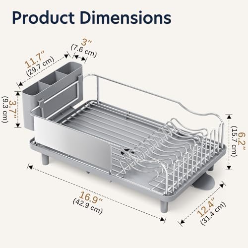 KINGRACK Stainless Steel Dish Drying Rack, Grey