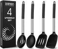 Silicone Cooking Spatula and Spoon Set, Stainless Steel