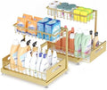 Saydear 2-Pack L-Shaped Under Sink Organizer, 2-Tier Pull-out Cabinet