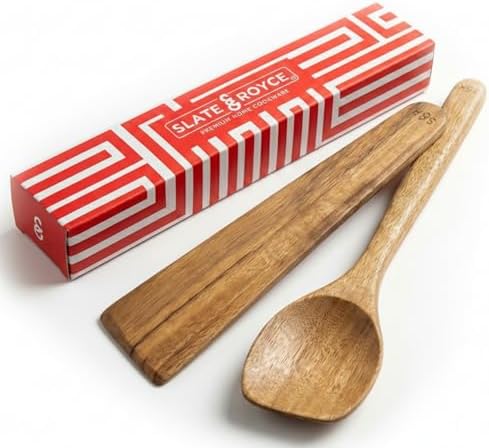 SLATE & ROYCE 2-Piece Acacia Wood Spoon and Spatula Set