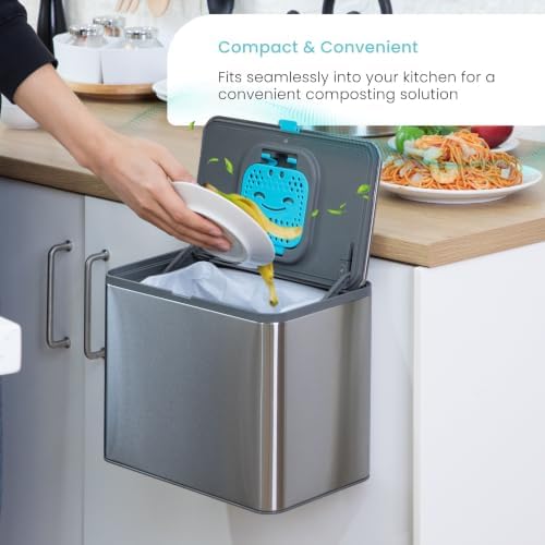 Home Zone Living Kitchen Compost Bin with CleanAura Odor Control