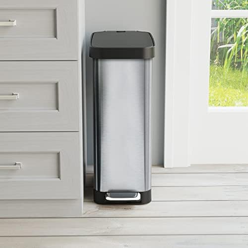 Glad Slim Trash Can, 12 Gallon, Stainless Steel