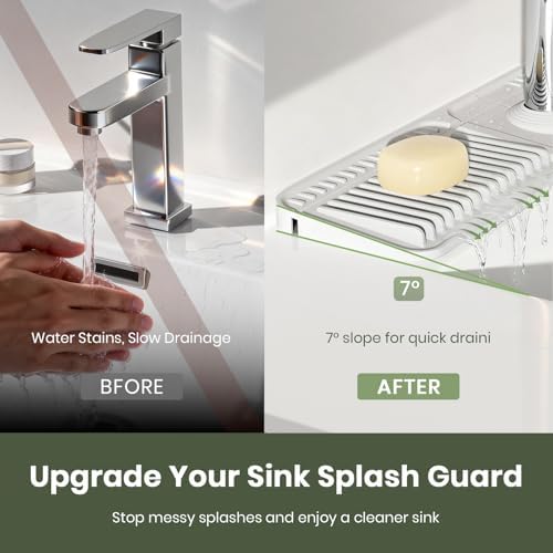 24 Inch Faucet Mat for Kitchen Sink, Silicone Splash Guard for Kitchen
