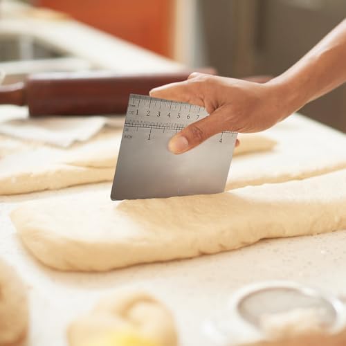 Stainless Steel Baking Scraper with Measurement, Square Dough Cutter