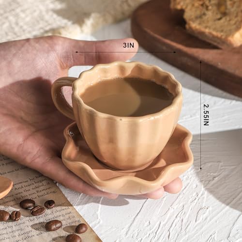 Cute Ceramic Double Espresso Shot Cups Set of 4 Tazas Para Cafe