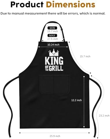 Kitchen Apron Gift for Men, BBQ Grilling Apron with 2 Pockets, Funny