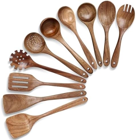HAKSEN Wooden Spoons for Cooking, Natural Acacia Wooden Cooking