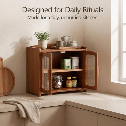 Solid Wood Bread Box, Kitchen Countertop Storage Cabinet