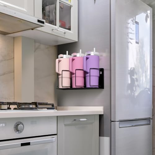 Sorbus Magnetic Cup Holder for Fridge, 3-Cup Organizer (Black, 2 Pack)