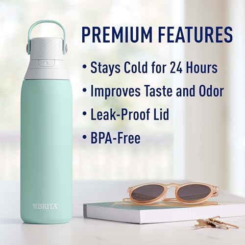 Brita Stainless Steel Premium Filtering Water Bottle, BPA-Free