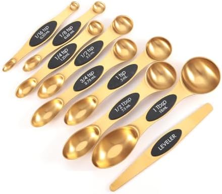 Magnetic Measuring Spoons Set-Stainless Steel Gold