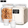 ComSaf Half Gallon Square Glass Pantry Jars with Lids 2 Pack Wide