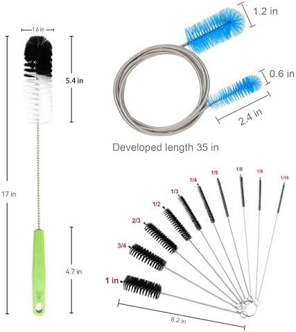 Set of 12 Tube Pipe Cleaners Brush Kit - Bottle & Long Straw Cleaning
