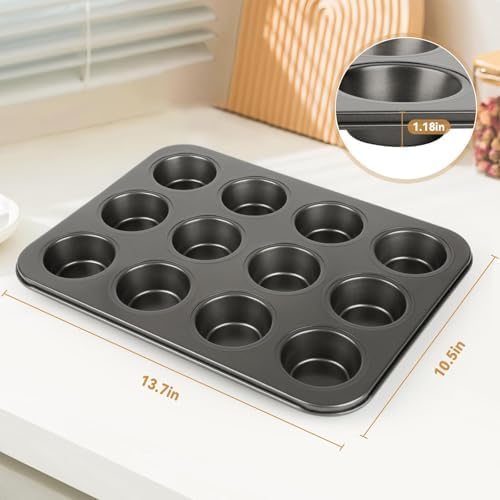 Artcochan 2 Pack Muffin Pan with 100 Cupcake Liners, 12 Cup Nonstick