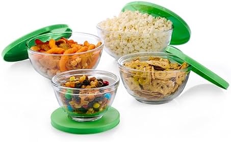 Libbey Baker's Basics 4 Piece Glass Mixing Bowl Set with Plastic Lids