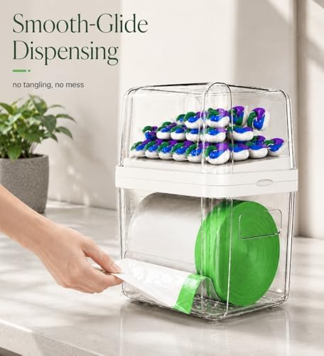 Trash Bag Dispenser Dishwasher Pods Organizer, Clear Acrylic Garbage