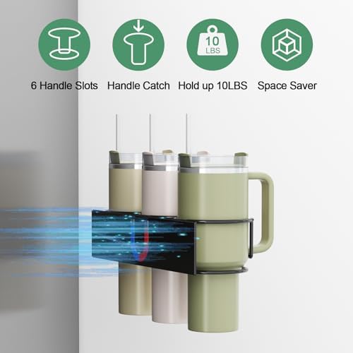 Magnetic Cup Holder for Fridge, Aufworld Tumbler Organizer with 8-Hook