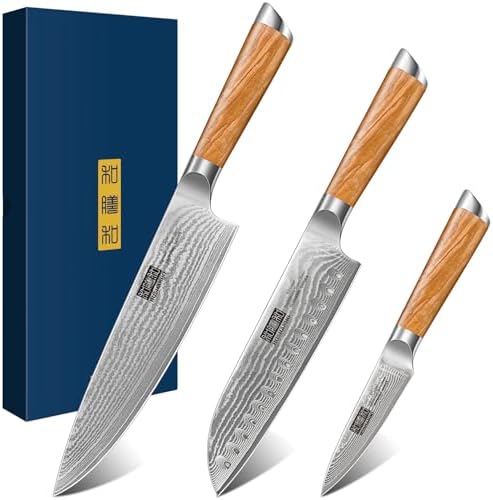 HOSHANHO 3PCS Damascus Kitchen Knife Set