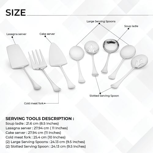 Avador® Premium Set of 8 Stainless Steel Hostess Serving Unitensil