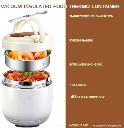 40OZ Insulated Food Jar with 2 Compartments, Alltight Lunch Containers