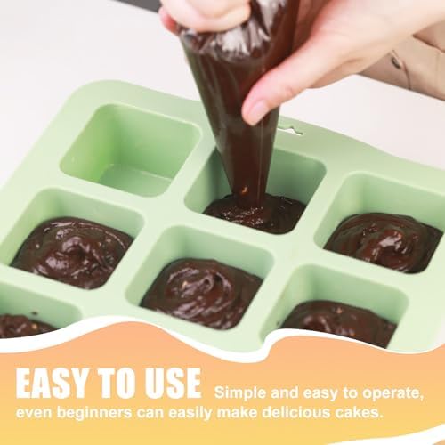 QELEG Silicone Brownie Pan with Dividers, 2 Pcs 12-Cavity