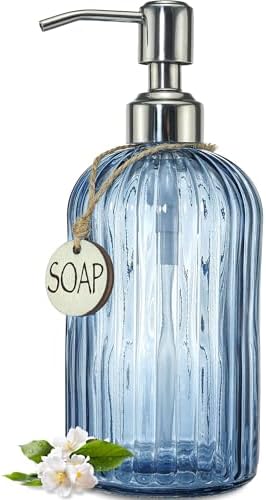 JASAI 18Oz Navy Blue Glass Soap Dispenser