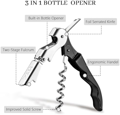 HYZ Wine Openers Bulk 20-Pack for Bartender, Waiter Corkscrew-Black