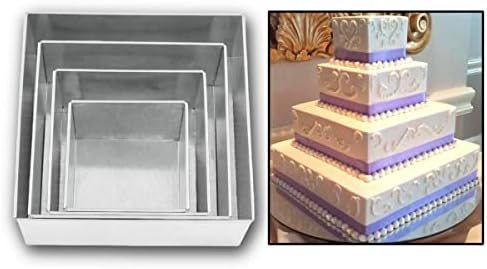 4 Tier Square Baking Pan Set Multilayer Birthday/Wedding Anniversary
