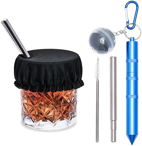 3-in-1 Reusable Metal Straw with Drink Cover & Glass Hammer for Car