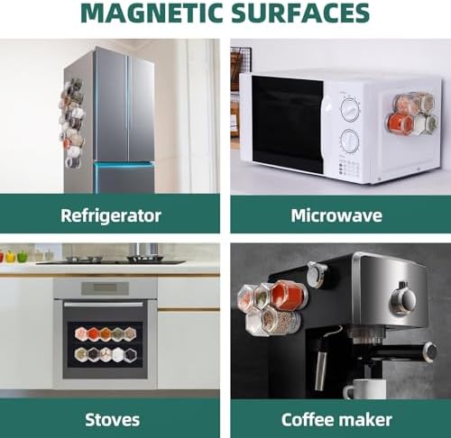 10 Pack Glass Magnetic Spice Jars for Refrigerator