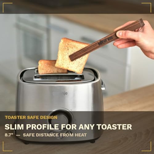 Magnetic Dark Wood Toaster Tongs, Set of 2, 8.7-Inch