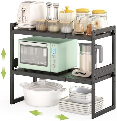 DOLALIKE Expandable Countertop Organizer, Black, 2 Pack