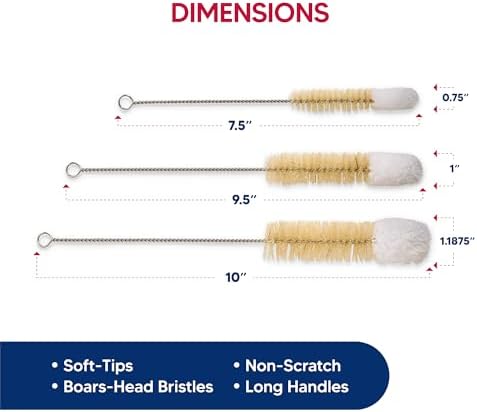 HIC Kitchen Soft-Tip Cleaning Brushes, Non-Scratch Microfiber with