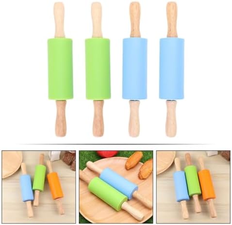 4pcs Silicone Wood Rolling Pin Dough Roller for Home Baking