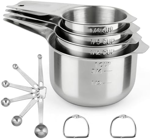 Magnetic Measuring Spoons Set Stainless Steel with Leveler, Measuring