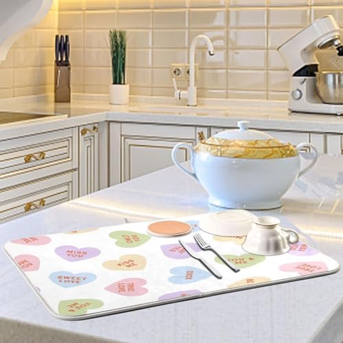 OTVEE Dish Drying Mat for Kitchen Counter Absorbent Heat Resistant
