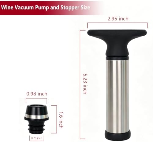 Wine Vacuum Pump with Stopper, Stainless Steel Wine Saver Preserver