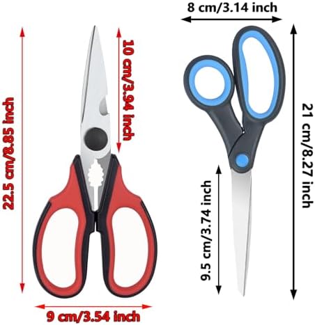 Left Handed Scissors and Kitchen Shears, Lefty Scissors, 2 Pack