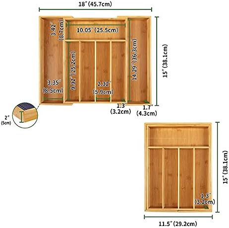 Utoplike Bamboo Expandable Kitchen Drawer Organizer and Bamboo Cutlery