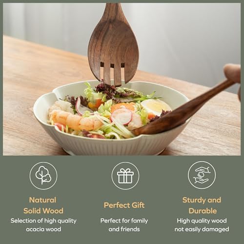 Muso Wood Acacia Salad Servers, 12-inch, Set of 2
