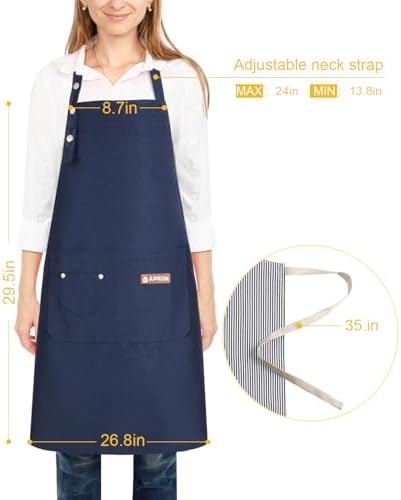 2 Pack Kitchen Cooking Aprons, Adjustable Bib Soft Chef Apron with 2