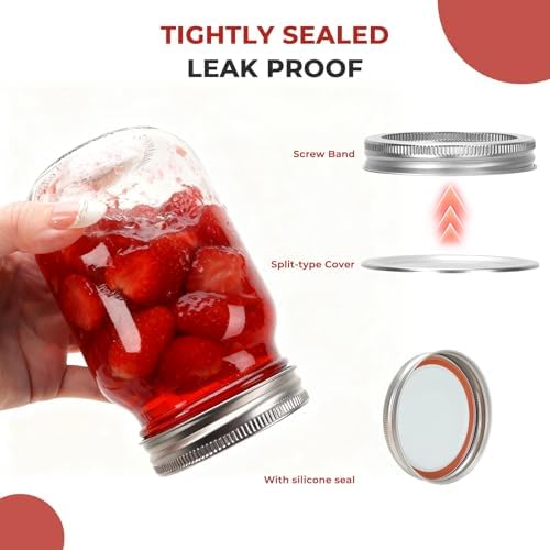 Glass Mason Jars 16 oz with Divided Lids,15 Pack